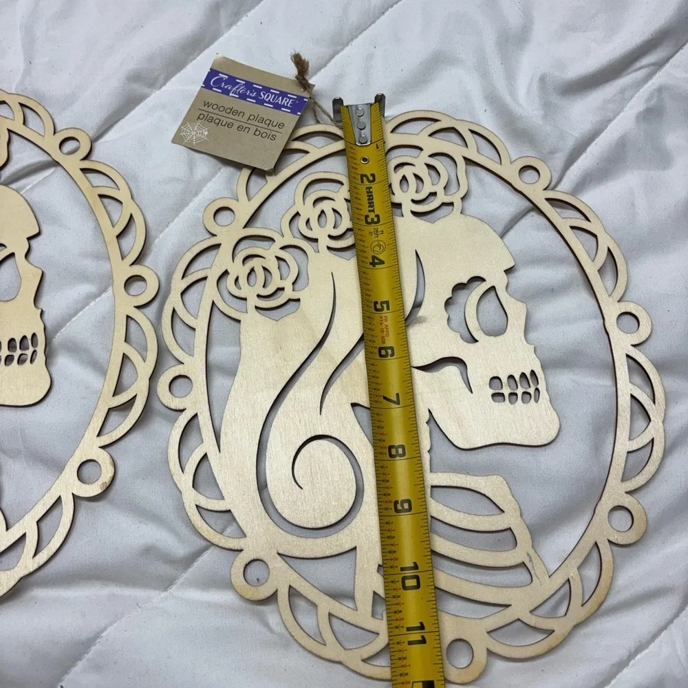 2 Skeleton Wooden Plaque Wall Art Decor- to paint or decorate craft. Halloween